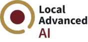 Local Advanced AI logo with a gold circular symbol and red center alongside black and red text.